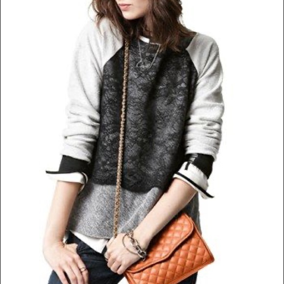 Robbi & Nikki Mixed Media Sweatshirt - Heather Grey - X-Small - Picture 2 of 6